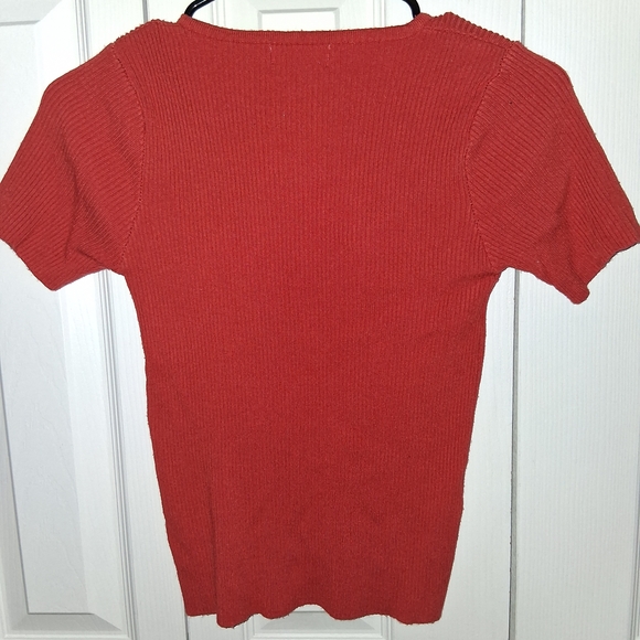 Women's Red Ribbed Top - Picture 2 of 2